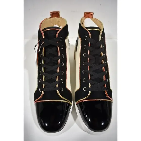 Christian Louboutin Mens Louis SB22 Flat Black White High Top Sneaker 42.5 9.5